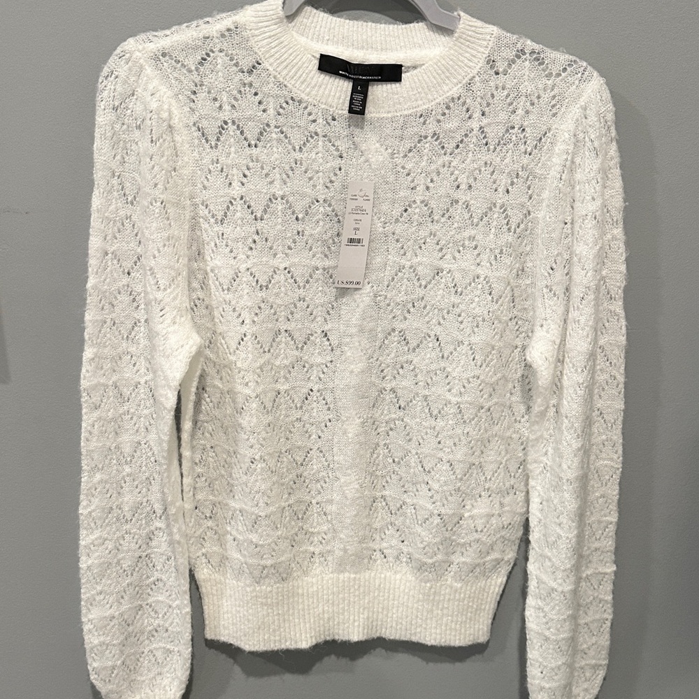 White House Black Lace Knit Sweater